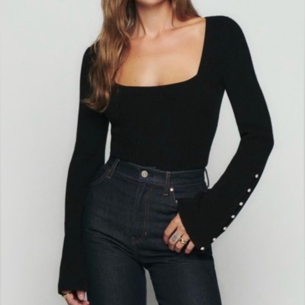 Reformation Emanuele Cashmere Novelty Button Sweater M - Picture 11 of 12
